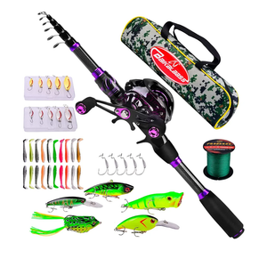 Fishing Rod and Reel Combo - 6.9ft Telescopic Spincast Rod with Left Handed Baitcasting Reel Combos - Sea Saltwater Freshwater Ice Bass Fishing Tackle Set - Fishing Rods Kit