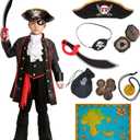 Spooktacular Creations Halloween Pirate Costume for Kids, Boy Captain Pirate Costume for Trick or Treat Themed Party (Small (5-7yr), Black)