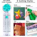 Paper Trimmer Craft Paper Cutter: 4 Style Multi-Function Scrapbooking Tool with Dial Blades of Straight,Wave,Dotted,Perforated,Creasing for Cutting Paper,Coupons,Photos,Postcards,Scrapbook,Card (Green)