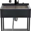 Black Stainless Steel Utility Sink, 30.7"x21.65" x35" Freestanding Sink with Faucet Large Laundry Utility Sinks 16 Gauge Single Bowl Commericial Sinks for Kitchen Laundry Room Outdoor Garage