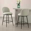 26" Counter Height Swivel Bar Stools Set of 2, Upholstered Linen Fabric Barstools with Backs and Metal Legs for Kitchen Island, Linen