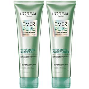 L'Oreal Paris Thickening Sulfate Free Shampoo and Conditioner, Thickens + Strengthens Thin, Fragile Hair, EverPure, 1 Hair Care Kit
