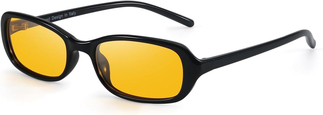 SODQW Rectangle Oval Sunglasses for Women Polarized 90s Vintage Small Sun Glasses Trendy Narrow Ladies Shades UV400