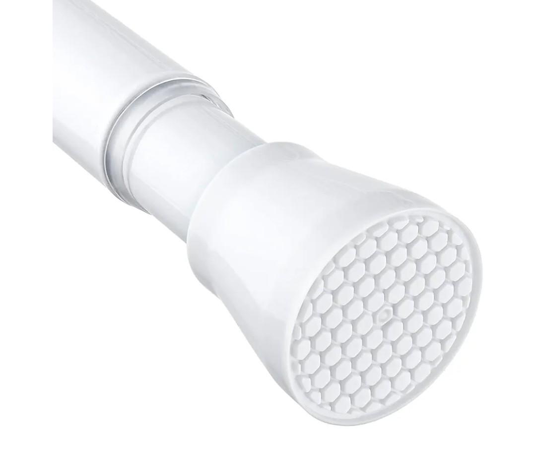 White Tension Curtain Rod for Windows 28 to 48 inch, Adjustable Expandable Pressure Spring Curtain Rod No Drilling, 7/8" Curtain Rod for Bedroom Doorway Closet Door