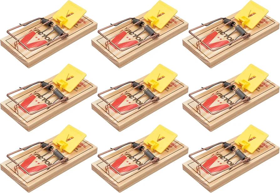 Victor M205-9 Wide Plastic Pedal Sustainably Sourced FSC Wood Humane Snap Rat Traps - 9 Wooden Traps