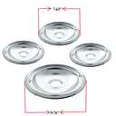 Kitchen Basics 101 Made in the USA 119204XZ Style B Chrome 4 Pack Drip Bowls 3 Small 6” and 1 Large 8” Replacement for GE WB31T10010 and WB31T10011