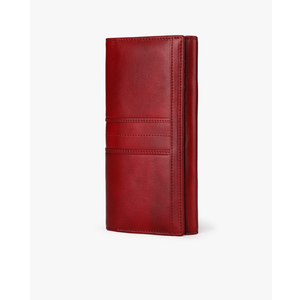 RFID Vintage Long Wallets for women 3 Zippers Secure Large Capacity Travel Clutch Multi-card Wallets (Red)