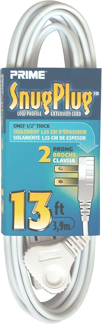 Prime Wire & Cable EC920613 13-Foot 16/2 SPT-2 3-Outlet Cord, White