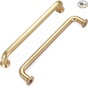 Malimali 10 Pack 5 Inch Brushed Brass Kitchen Cabinet Handles Copper Gold Cabinet Pulls Antique Dresser Drawer Pulls Farmhouse Kitchen Hardware for Cabinets Cupboard Closet