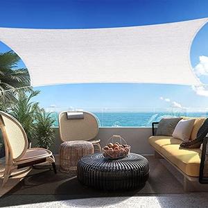 SHADESPEARE 8' x 10' White Rectangle Sun Shade Sail Canopy Durable Fabric UV Block Awning, We Make Custom Sizes