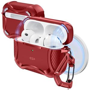 ESR for AirPods Pro 4 Case (2025), Compatible with Airpods Pro 3rd Generation Case (USB-C Cable), Magnetic Lid, MagSafe Ready, Powerful Drop Protection, Cyber Series, Red