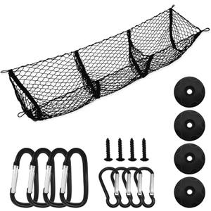 3 Pocket Cargo Net Trunk Bed Organizer, Upgrade Cargo Net Trunk Bed Organizer Compatible with Ford, Dodge, GMC, Chevy Silverado, Toyota, Nissan, Honda, Lincoln and Pickup Truck. 53 x 12 x 10 inches