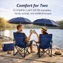 2 Pack Portable Folding Camping Chairs with Adjustable Umbrella, Outdoor Canopy Chairs with Cup Holder, Lightweight Beach Chairs for Fishing, Sports Events & Lawn (Dark Blue), 22 inches x 37 inches x 31 inches
