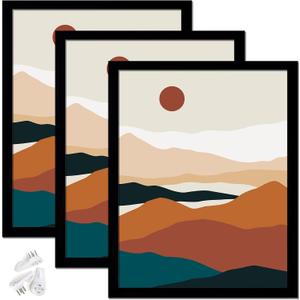 Black 8x10 Picture Frame Set of 3, High Transparent Frame for 8 By 10 Photo Collage Canvas Poster Size Wall Mount and Tabletop Horizontally Vertically (Black, 8 x 10 inches)