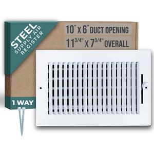 Fits 10x6 Duct Opening 1 Way Steel Air Supply Diffuser by Handua | Register Vent Cover Grill for Sidewall and Ceiling | White | Outer Dimensions: 11.75" X 7.75"