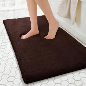 MINIDEAR Bathroom Rugs 47x24 Dark Brown - Thick Memory Foam Bath Mat, Ultra Soft & Plush Fluffy, Non-Slip, Quick Dry, Absorbent Washable Floor Microfiber Mat for Tub, Home Decor Accessories