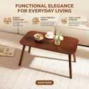 Baveke Folding Coffee Table- Foldable Floor Tables, Mid Century Coffee Table for Living Room, Small Coffee Tables Solid Wood Japanese Low Table for Sitting on Floor, No Assembly, 31.5''-Brown