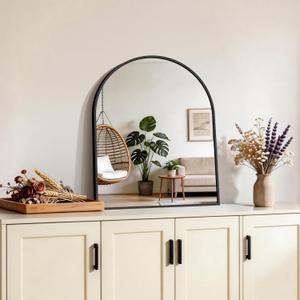 CIRCUMI Arched Wall Mirror 20”x24”, Black Arched Bathroom Mirror for Vanity