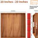Serving Tray with Handles, 20 Inch Large Square Ottoman Tray Acacia Wood Decorative Tray for Living Room, Ottoman Coffee Table, Kitchen, Appetizers, Breakfast, Patio, Party