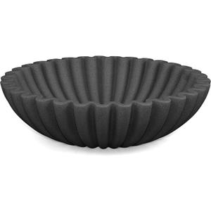 LIN CHUAN Ruffle Decorative Bowl, Large Fruit Bowl for Kitchen Counter, Stylish Key Bowl for Entry Table, Handcrafted Home Decor Display bowl, Artificial Stone Black
