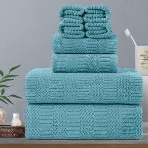 8 Piece Oversized Bath Towels Set Turquoise,2 Extra Large Bath Sheets,2 Hand Towels and 4 Washcloths 600 GSM Soft Bathroom Towel,Highly Absorbent Quick Dry Towels Set for Bathroom,Hotel and Spa (8-Piece Set)