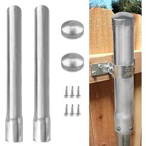 GRELWT 2 Pack 2-3/8" OD Metal Post Extender, 24" Fence Post Extension Height, Hot-dip Galvanized Steel, Includes Screws and Caps