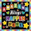 3 x party greeting Amazing Things Happen Here Bulletin Board Welcome Amazing Bulletin Board Decoration Set Inspirational Welcome Back To School Cutouts Decorations Classroom Wall Decor