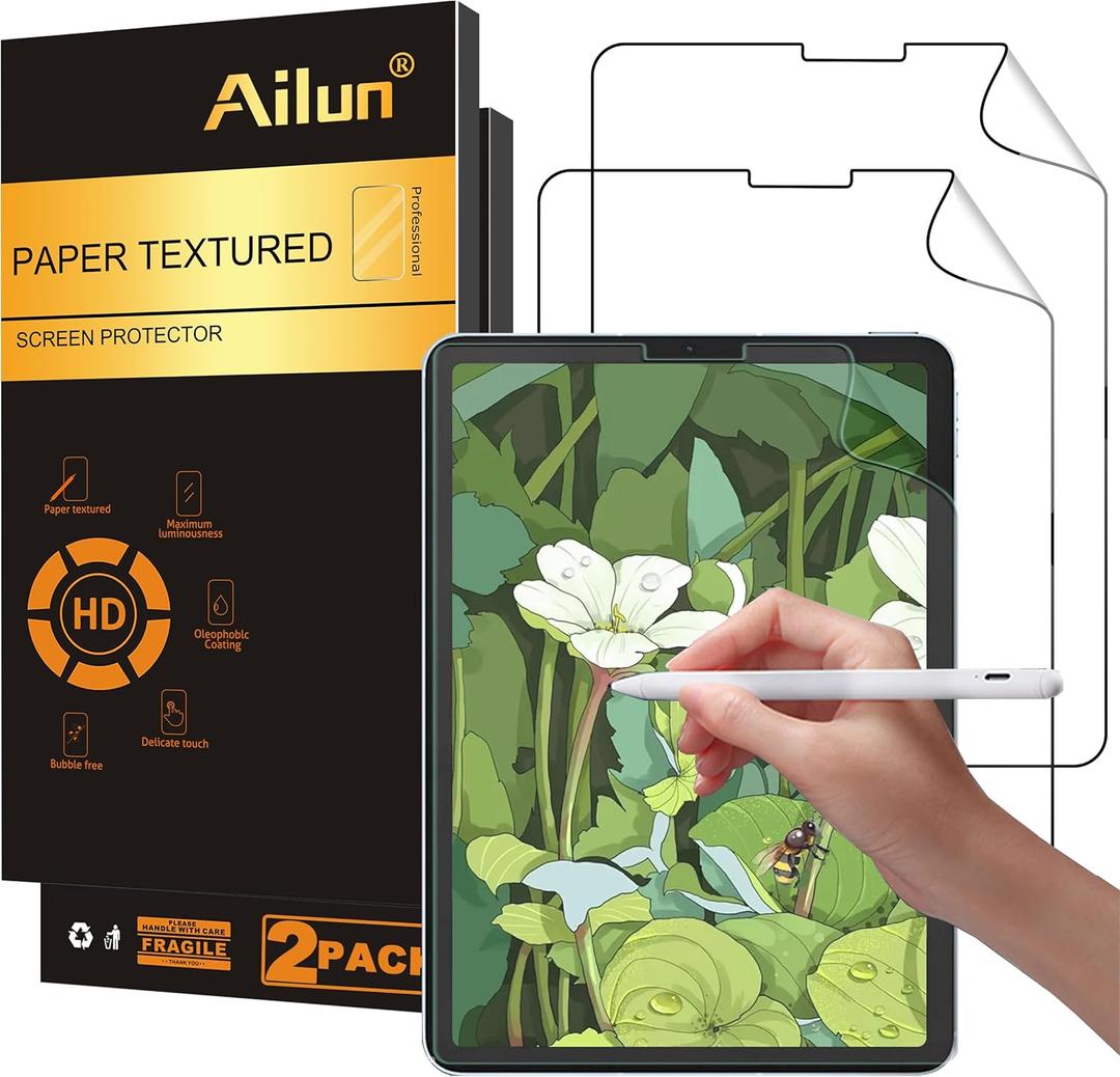 Ailun Paper Textured Screen Protector for iPad Pro 12.9 Inch Display [2022 & 2021 & 2020 & 2018 Release] 2Pack Draw and Sketch Like on Papertouch Anti Glare Less Reflection
