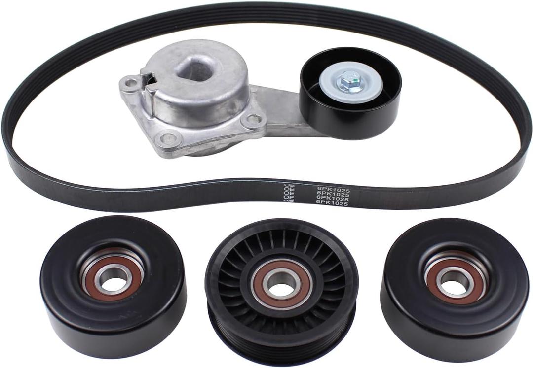 ApplianPar Belt Tensioner and Serpentine Belt Idler Pulley Component kit for Ford F150 2004-2010, Explorer 2006-2010, Expedition 07-14, Mark LT 06-08, Navigator 07-14, Mountaineer 06-10 4.6 5.4