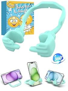 2 x Christmas Stocking Stuffers for Teens Boys Men Adults Gifts: Cell Phone Holder for Desk Funny Gag Gift Unique Gesture Phone Stand Birthday Gifts for Teenager Girls Women White Elephant Cool Stuff (Green)