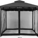 ele ELEOPTION Universal 12ftx 12ft Gazebo Replacement Mosquito Netting, Black 4-Panel Netting Walls with Double Zippers for Patio (Mosquito Net Only)