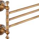 Leyden Swivel Towel Bar, Antique Brass 3 Arm Swing Towel Rack Towel Rotated Bar Holder Brass Wal