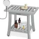 KingPavonini HDPS Shower Benches for Inside Shower to Sit on, Waterproof Shower Stool for Shaving Legs, Heavy Duty 400LBS Shower Seat with Storage Shelf, Shower Chair for Bathroom/Indoor/Outdoor Use