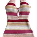 MakeMeChic Women's Striped Halter Mini Dress Tie Back Cut Out Bodycon Short Dresses (Large, Multicolor)