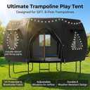 12FT Trampoline Round Tent(Tent ONLY) Fits 12FT Frame 8 Curved Poles with LED Lights, Trampoline Tent Cover Oxford Cloth Trampoline Sunshade Tear-Resistant, Rainproof, Outdoor Camping Suitable - Black