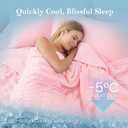 Cozy Bliss Seersucker Cooling Comforter Queen Size, Q-Max 0.45 Reversible Lightweight Cooling Blanket, Breathable Silk Smooth Summer Bedding Quilt for Hot Sleepers Night Sweats Pink
