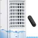 CENSTECH Evaporative Air Cooler, Swamp Cooler Air Conditioner w/ 12H Timer for Auto-off, 6 Upgraded Ice Packs, 3-Speed Windowless Air Conditioner, Smart Remote, Dual Tank Portable Air Cooler for Room