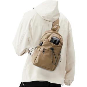 SEAFEW Sling Backpack bag for Men Khaki, Tactical BackpackSmall One Strap Daypack, Mini Anti-Theft Cross Body Motorcycle Chest Bags, Satchel Bag for Casual Travel Hiking Outdoor Sports Gym (Brown Upgraded Version)