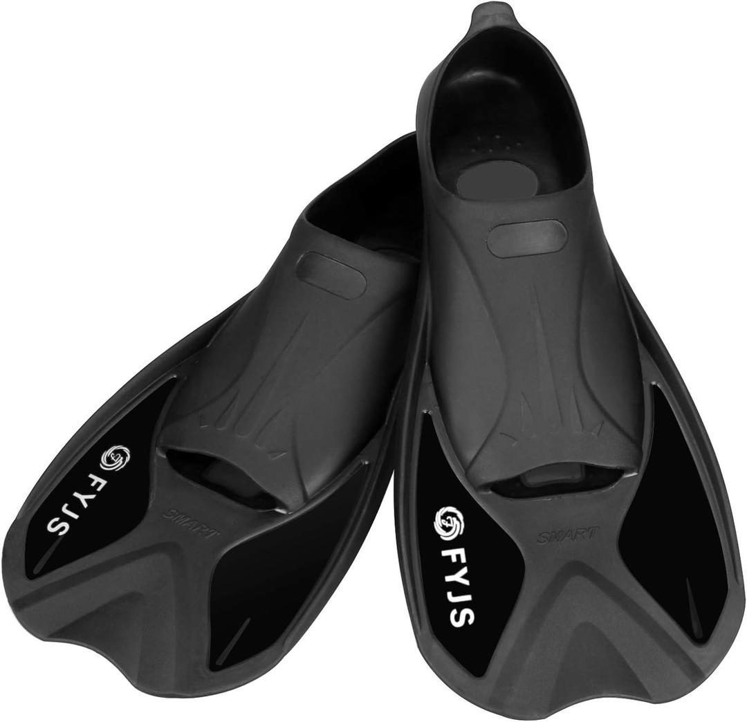 FYJS Short Swim Fins with Comfortable Full Foot Pocket Travel-Size for Snorkeling and Scuba Diving (X-Large, Black) FYJS Short Swim Fins with Comfortable Full Foot Pocket Travel-Size for Snorkeling and Scuba Diving (X-Large, Black)