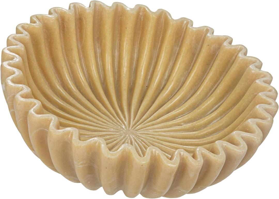 Creative Co-Op Resin Fluted Bowl, Beige