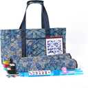 American Mahjong Tile Set with Blue Printed Carrying Bag, 166 Premium Tiles, 4 All-in-One Color Racks/Pushers, Mah Jongg Sets, Mahjong Game Set for Travel, Christmas, Birthday Gifts, 4 inches x 9 inches x 21 inches