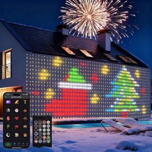 Echosari Smart Curtain Lights Plug in, 400 LED Curtain Lights with App Programmable 6.6 x 6.6ft RGB&IC DIY Pattern Music Sync for Bedroom Backdrop Decor