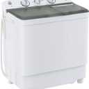 Portable Washing Machine Twin Tub 9.9 Lbs Capacity, (7.7 Lbs) and Spinner(2.2 Lbs) Combo Mini Compact Laundry Washer for Home, Apartment, Camping, RVs and Dorms, Black/White