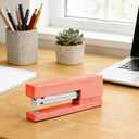 3 x Office Desktop Stapler - 25 Sheet Capacity with 830 Staples and Staple Remover,Staplers for Desk,Non-Slip for School, Home, Orange