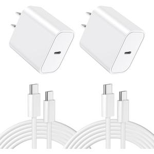 iPhone 17 16 15 Charger Fast Charging, 2-Pack 25W USB C Wall Charger Block with 60W 6FT USBC to USB C Cable for iPhone 17 16 15 Pro Max Plus, iPad Pro, Samsung, Type C Chagrer Fast Charging Plug
