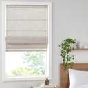 Madison Park Kyler Cordless Roman Shades - Single Panel, Lightweight Linen Blend Fabric, Natural Design, Easy Installation, Light Filtering Window Blind, Bedroom, Living Room Decor 34"W x 64"H Natural
