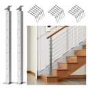 2Pack 36inch Cable Railing Post Stainless Steel Adjustable Angle End Post for 1/8" Deck Cable Railing, Silvery