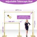 8.5x10 Pipe and Drape Stand Kit, Heavy Duty Backdrop Stand Adjustable, Sturdy Metal Back Drop Decoration Frame with Flat Base for Parties, Flower Wall, Wedding, Event,Trade Shows, Photo Shoot- Gold