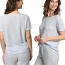 Mad Dog Women's Waffle Knit Pajama Set  Short Summer Pajamas with Shorts - Soft Comfy PJ - Breathable Loungewear Size S-XXL (White, L)