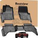 Floor Mats for Toyota Tacoma 2024 2025 - Bestview Double Cab Floor Mats fit Front&Rear Row, 3PCS All Weather Floor Liners Car Mats with TPE Trucks Mats/Tacoma Accessories(Not fit Hybrid), Black
